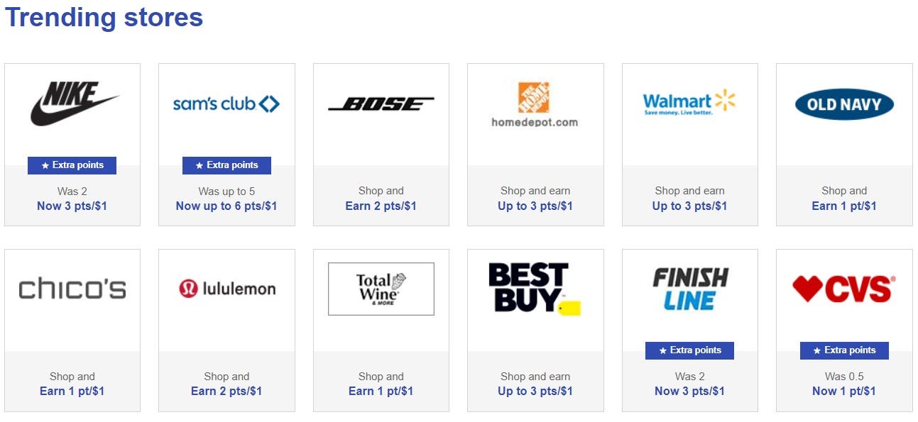 Examples of merchants in the Southwest Shopping portal